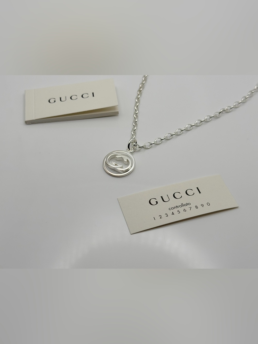 Gucci Silver Interlocking G Medallion Necklace